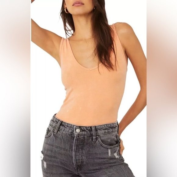 Intimately Free People Seamless Bodysuit, Washed Orange, Size M/L - Picture 1 of 8